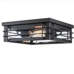 Hampton Bay Broward 13 In. 2-LIGHT Black Outdoor Flush Mount Ceiling. Fixed Price $39.98.