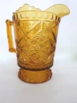 Eapg Richards And Hartley Daisy Button Crossbar Mikado Amber Glass Pitcher 243B. Fixed Price $48.00.