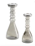 Uma Set Of 2 Glass Candle Holders Grey Made India New. Fixed Price $78.98.