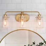 Uolfin Modern Gold Bathroom Vanity Light Farmhouse Wall Sconce W/ Glass Shades. Fixed Price $36.54.