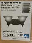Kichler Lighting Two 100W -wall Mount Kempton Tuscan Gold Antique Pewter. Fixed Price $69.00.