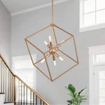 Lnc Modern Gold 6 Light Square Cage Geometric Chandelier Island Pendant. Fixed Price $40.99.