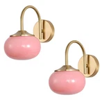 Bokt Set Of 2 Pink Modern Bedroom Wall Sconces Lamp Gold Small Mounted.... Fixed Price $201.15.