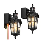 Black Outdoor Patio Lights With Gfci Outlet 2-PACK, Upgraded Motion Sensor Ou.... Fixed Price $143.78.