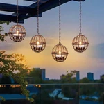 Waterproof Solar Hanging Lanterns With Flickering Tea Lights - 4 Pack. Fixed Price $38.99.
