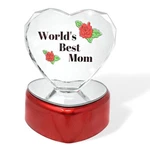 World's Best Mom Lighted Heart - Up Glass Etched Rose #190. Fixed Price $16.99.