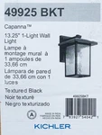 Kichler 13 In Capanna Texture Black Outdoor Wall Lantern Sconce Clearwater Glass. Fixed Price $63.64.