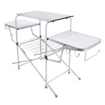 Camco Deluxe Folding Outdoor Steel Grill With Side Tables, Hooks, And Case. Fixed Price $85.99.