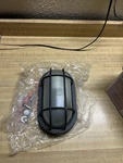 2 Hampton Bay Exterior Wall Bulkhead Light Black Nautical Cage New. Fixed Price $50.00.