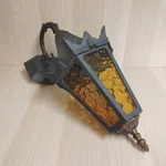 Vintage Gothic Porch Light Lantern Metal Amber Glass E.k. 1971 Untested. Fixed Price $175.00.