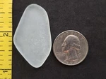 Genuine Beach Sea Glass Surf Tumbled White Clear Tint Snow Frosted Pendant N02. Fixed Price $10.00.