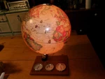 Light Scdan-globe Denmark 12 World Discoverer W/ Wood Weather Station Base 1992. Fixed Price $63.75.