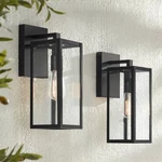 Titan Modern Outdoor Wall Light Fixtures Set Of 2 Black Dusk Dawn 14 1/4". Fixed Price $129.95.