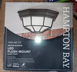 Hampton Bay 10.5" Light Black Weatherresistant Led Outdoor Ceiling Flush. Fixed Price $37.50.