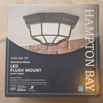 Hampton Bay Outdoor Flush Mount Ceiling Light, Black, Led 500LM Warm White. Fixed Price $15.00.