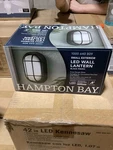Hampton Bay 8.5 In. Black Led Outdoor Wall Lamp With Frosted Glass Shade. Fixed Price $33.95.