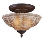 Elk Lighting Restoration Three Semi-flush Bronze With Amber Glass. Fixed Price $49.99.