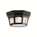 Kichler Courtyard Outdoor Ceiling 3LT, Rubbed Bronze, Clear Seeded - 9538RZ. Fixed Price $229.99.