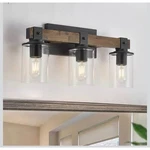 Dujahmland 3-LIGHT Farmhouse Vanity Light, Rustic Wood Bathroom Wall Sconces. Fixed Price $40.00.