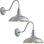 10IN. Outdoor Gooseneck Barn Light, 2 Pack Dome, Galvanized Steel. Fixed Price $122.05.