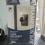 Hampton Bay Evangeline 4.5" 1-LIGHT Modern Bronze Indoor Wall Farmhouse Sconce. Fixed Price $9.00.