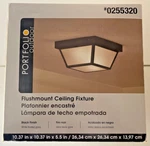 Portfolio Black Outdoor Dimmable Flush Mount Light White Frosted Shade New Nib. Fixed Price $20.79.
