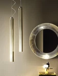 $500 Nib Kartell Laufen Pendant Light Riley Ceiling Chromed Metal 35"L Cylinder. Fixed Price $125.00.