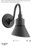 Quorum 730-69 Torrey 13.75" Outdoor Wall Sconce In Noir. Fixed Price $99.00.
