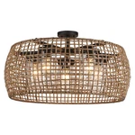 Golden Lighting 1067-O5SF Maw Piper 28"W Semi-flush Drum Natural Black. Fixed Price $605.99.