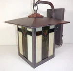 Quoizel Craftsman Style Outdoor Wall Mount Light / Lantern With Stained Glass. Fixed Price $32.99.