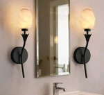 EMERITPRO5.7 In. 2-PACK Floral Art Glass Led Wall Light, Metal Matte Black. Fixed Price $55.00.