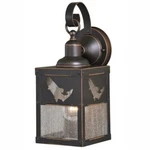 Burnished Bronze Fish Outdoor Wall Light Seeded Glass Forest Cabin Lodge Lamp. Fixed Price $90.24.
