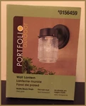 Portfolio 156459 Outdoor Wall Lantern, Matte Black Finish, Clear Glass. Fixed Price $5.68.