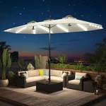 15FT Double Sided Patio Umbrella With Solar Lights Crank Handle Led. Fixed Price $99.99.