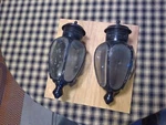 Vintage Coach Lights Lantern Porch Sconces Beveled Glass Panes Brass Era 14". Fixed Price $149.58.