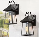 2 Pack Uolfin Black Farmhouse Outdoor Wall Lantern Sconce Porch Light. Fixed Price $48.73.