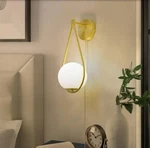Modern Gold Wall Sconce Globe Glass 1-LIGHT Brass Lamp Open Box. Fixed Price $27.62.