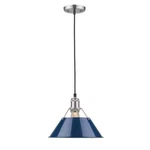 Golden Lighting Orwell Pw 1-LIGHT Pewter Pendant With Navy Blue Shade. Fixed Price $85.99.