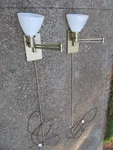 Vintage Mid Century Modern Laurel Lamp Brass Articulating Arm Wall Sconce Pair. Fixed Price $374.99.