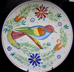 Deruta Pottery Wall Hanging Platter Country Birds Painted Bunting 12.5" Bonechi. Fixed Price $67.50.