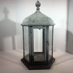 Large Rustic Slate Metal Glass Hanging Lantern Candle Holder Outdoor Decor 19.5. Fixed Price $85.00.