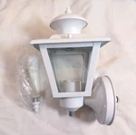 Portfolio Outdoor Wall Lantern Matte White Finish Weather Resistant Glass Metal. Fixed Price $10.00.
