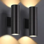 Dakaful Outdoor Wall Lights 2 Packs, Integrated Led Cylinder Up Large, Black. Fixed Price $79.25.