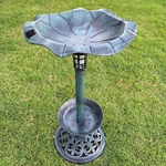 Solar Lighted Bird Bath For Yard And Garden With Planter Bowl - Verdigris Green. Fixed Price $49.99.