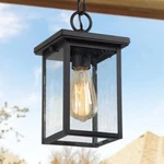 Lnc NFRIMRHD14121A7 Matte Black Rustic Outdoor Hanging Lantern W/ Glass Shade. Fixed Price $19.99.