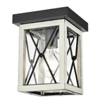 Dvi Lighting County Fair Outdoor Flush Mount W/clear Glass Birchwood & Black. Fixed Price $99.00.