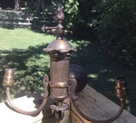 Antique Ornate Brass 3 Lite Gas Light & Electric Combo Wall Sconce Lamp Fixture. Fixed Price $125.00.