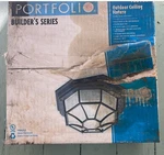Portfolio Outdoor Ceiling Fixture Black 10.5" Diameter. Spiderweb. #155815. Fixed Price $24.99.