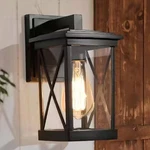 Lnc Modern Black Rectangle Outdoor Wall Lantern Sconce With Clear Glass Shade. Fixed Price $29.99.