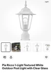 Pia Ricco Outdoor Post Light With Clear Glass White One Nib. Fixed Price $24.95.